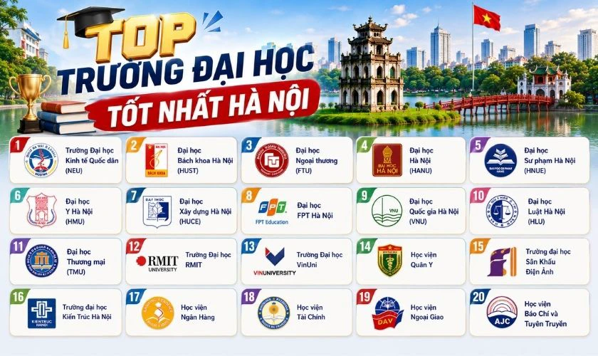 Top 20 trường đại học tốt nhất Hà Nội