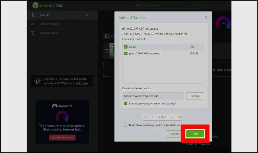 Danh s&aacute;ch tất cả tệp trong Torrent