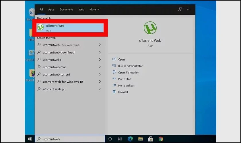 Mở uTorrent Web sau khi c&agrave;i đặt