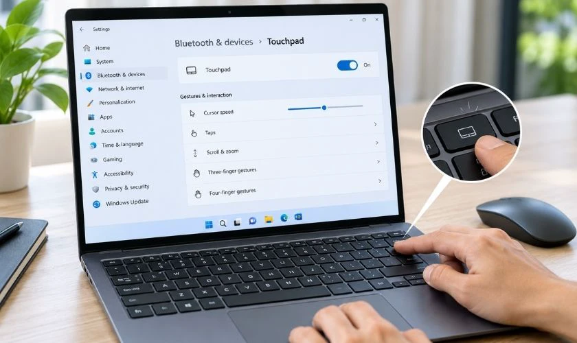Sửa Touchpad không click được trái phải bằng cách bật lại Touchpad