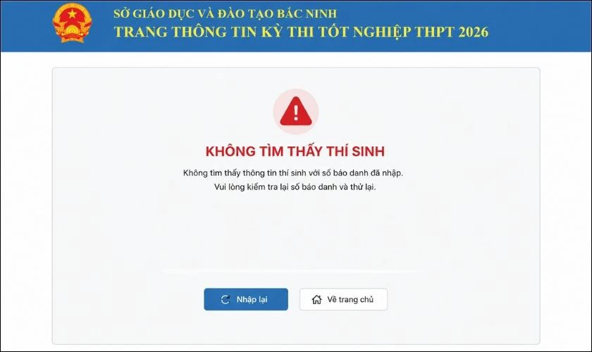 Không tìm thấy thí sinh