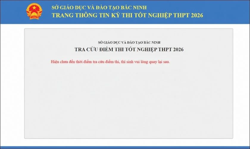 Chưa có dữ liệu điểm thi