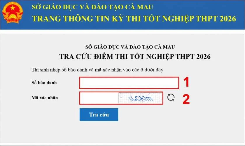 Cách tra cứu điểm thi tốt nghiệp THPT Cà Mau