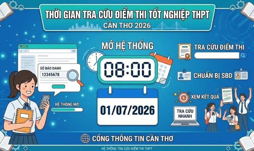 Thời gian tra cứu điểm thi tốt nghiệp THPT Cần Thơ