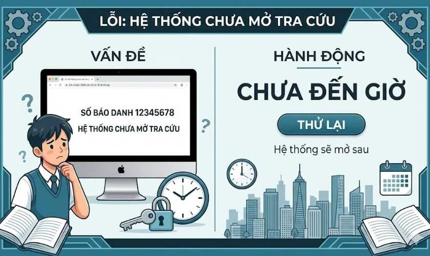Lỗi hệ thống chưa mở tra cứu