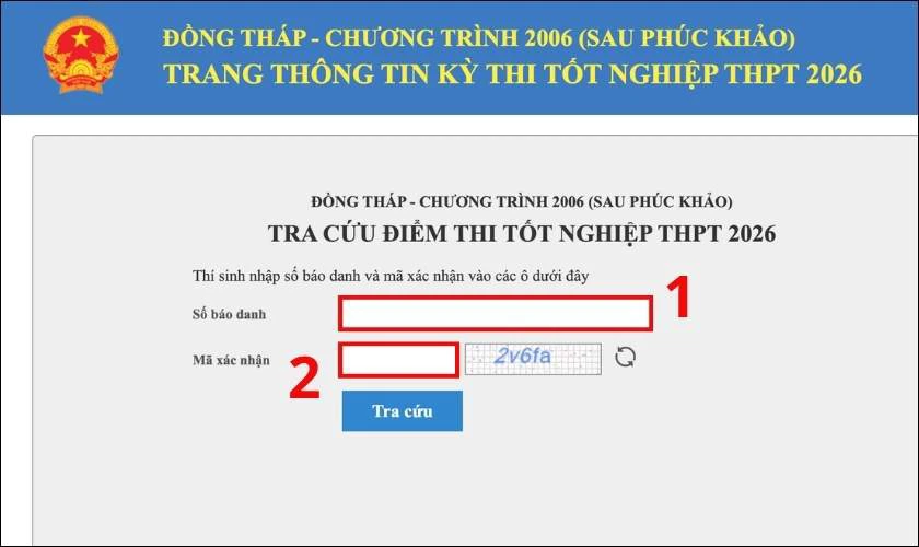 Cách tra cứu điểm thi tốt nghiệp THPT Đồng Tháp