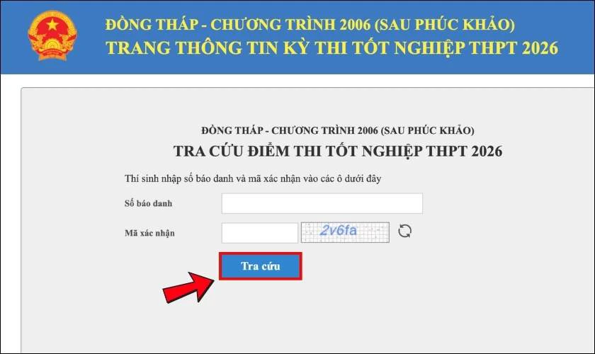 Bấm tra cứu và xem kết quả điểm thi