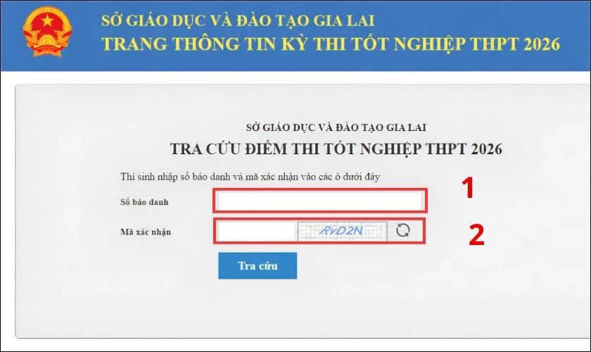 Tra cứu điểm thi tốt nghiệp THPT Gia Lai