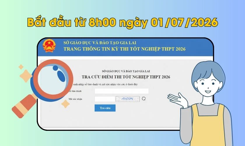 Thời gian tra cứu điểm thi tốt nghiệp THPT Gia Lai