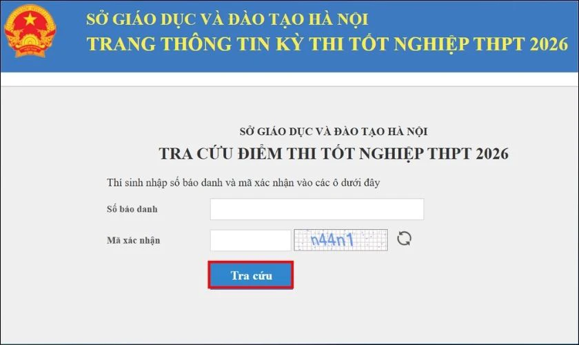 Bấm vào ô Tra cứu điểm thi