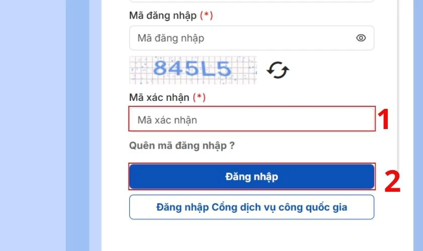 Nhập mã xác nhận