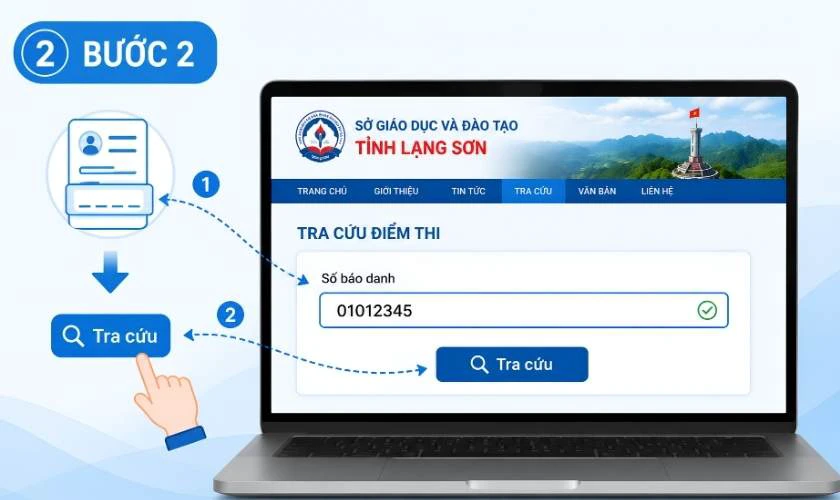 Bước 2: Điền thông tin tra cứu và xem kết quả