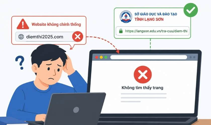 Truy cập nhầm website tra cứu