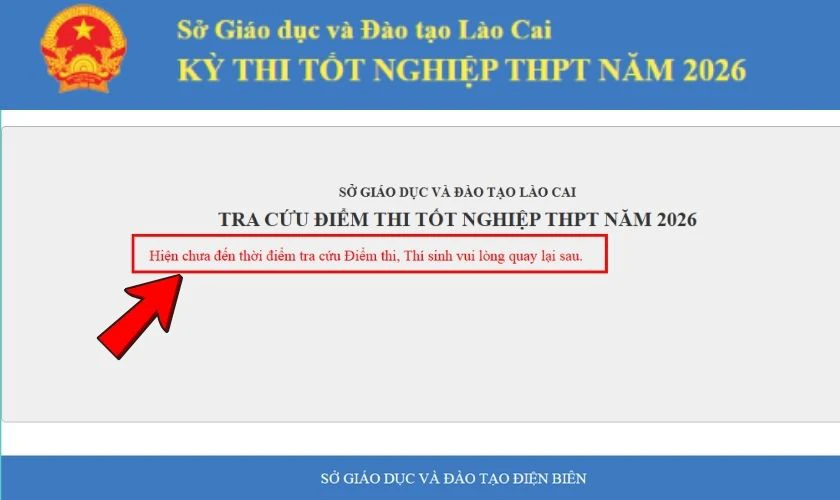 Chưa đến thời gian công bố điểm thi