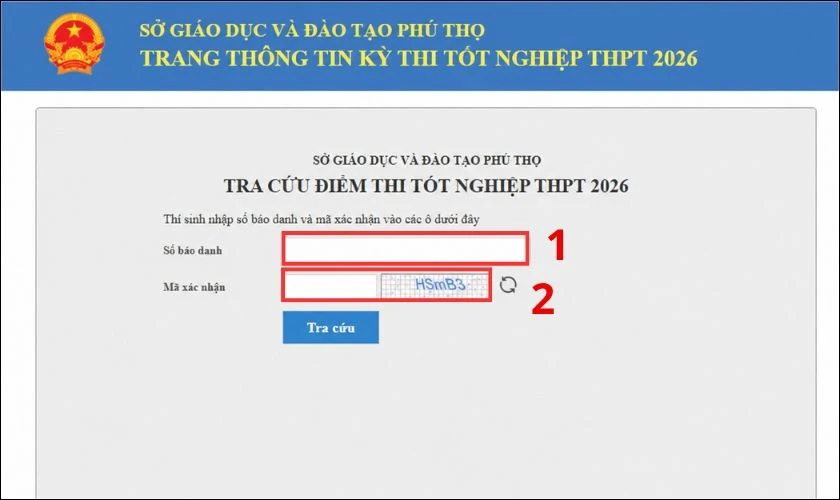 Tra cứu điểm thi tốt nghiệp THPT Phú Thọ