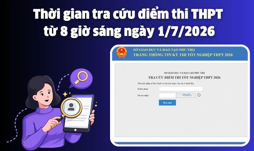 Thời gian tra cứu điểm thi tốt nghiệp THPT Phú Thọ