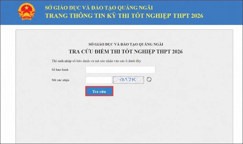 Nhấn tra cứu và xem kết quả điểm thi