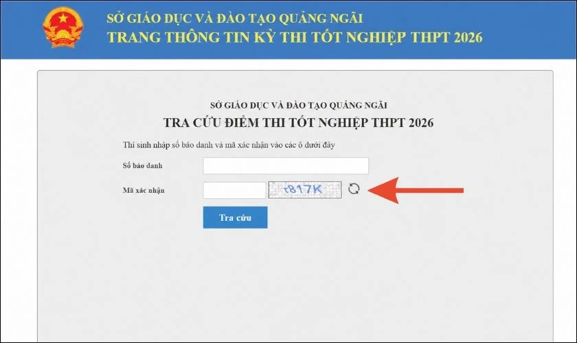 Nhập sai mã xác nhận trên hệ thống