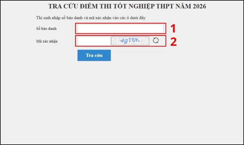 Nhập thông tin của thí sinh
