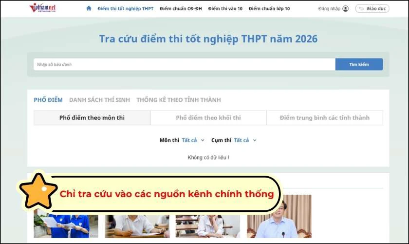 Lưu ý khi tra cứu điểm thi tốt nghiệp THPT TPHCM 2026