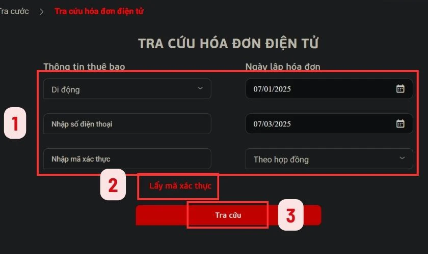 Tra cứu h&oacute;a đơn điện tử Viettel bằng website