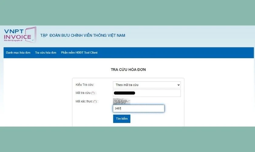 Tra cứu ho&aacute; đơn VNPT qua website