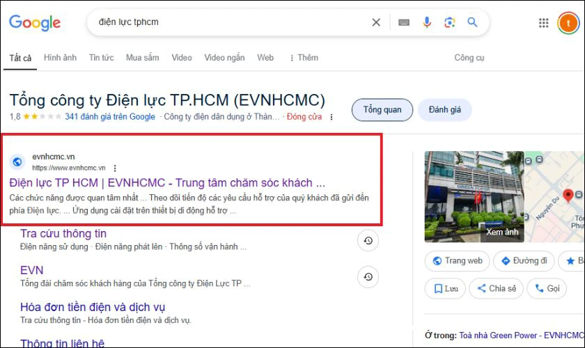 Truy cập website của Điện lực địa phương