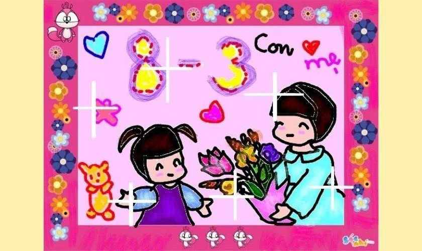 Trang trí 8/3 trường mầm non bằng tranh vẽ theo chủ đề