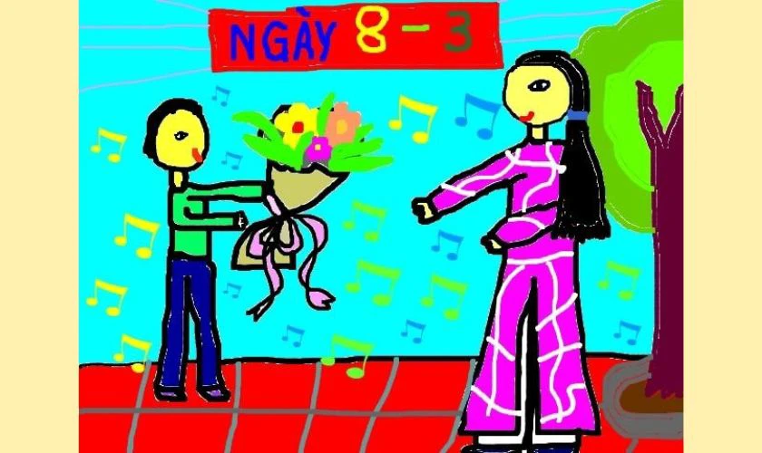 Trang trí 8/3 trường mầm non bằng tranh vẽ ý nghĩa