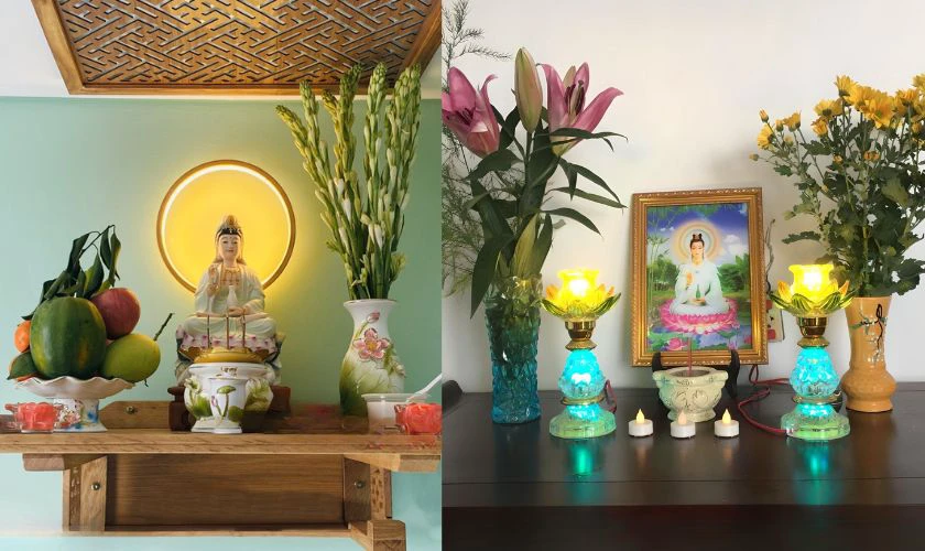 Trang trí bàn thờ Quan Âm Tết 2026