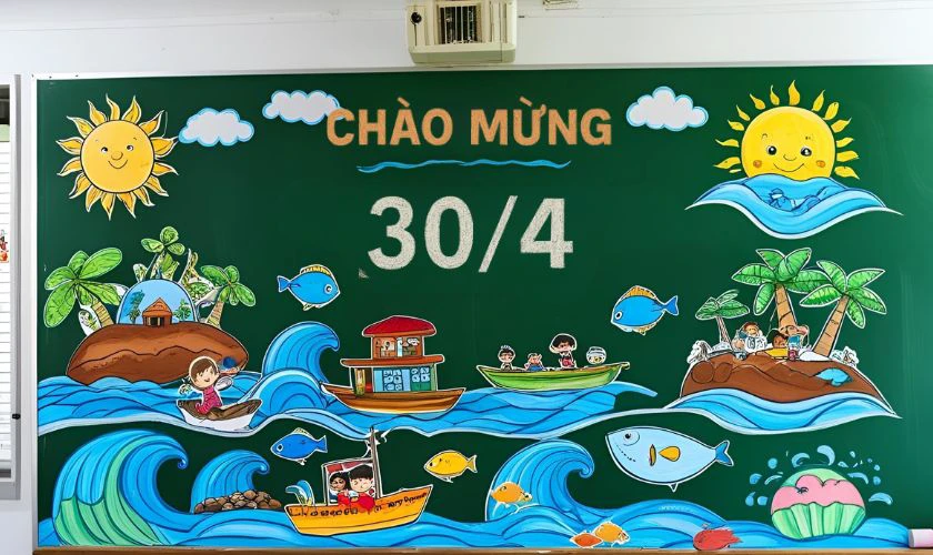 Trang trí bảng 30/4 chủ đề biển đảo