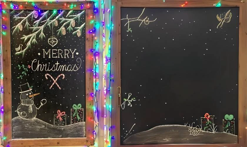 Trang trí bảng Noel hình hộp quà