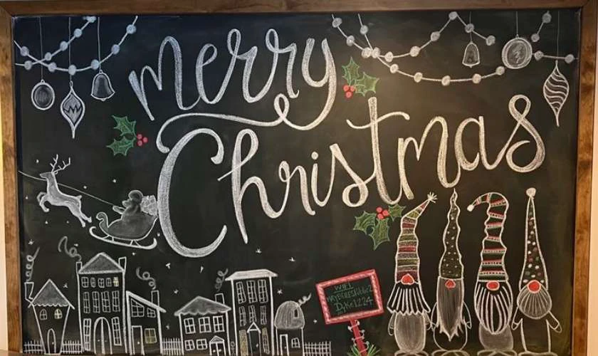 Hình ông già Noel vẽ bằng phấn độc lạ