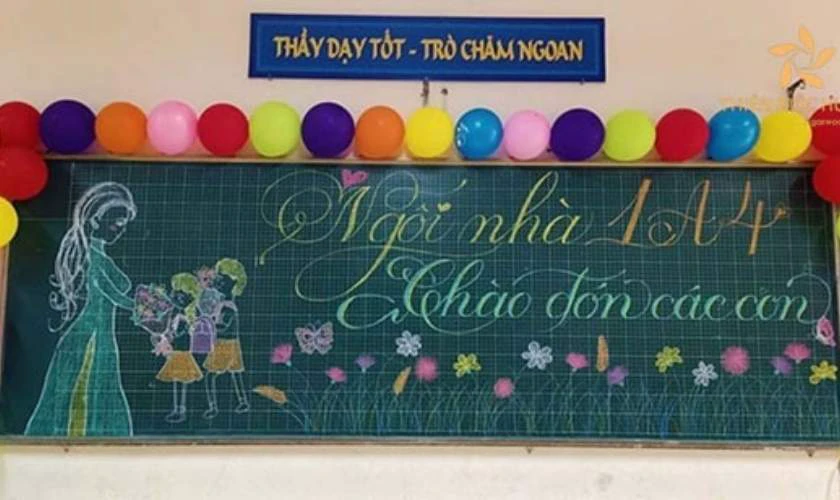 Trang tr&iacute; bảng khai giảng 2025 chủ đề thầy c&ocirc;