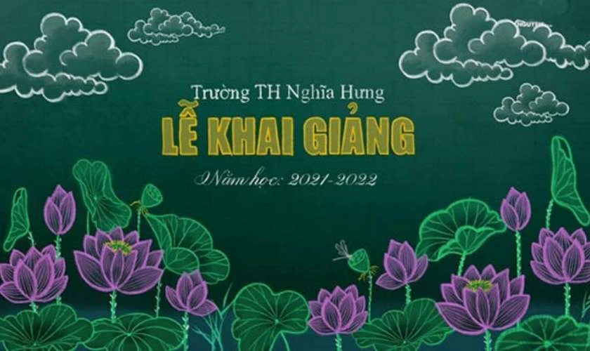 Vẽ bảng khai giảng c&oacute; họa tiết b&ocirc;ng hoa