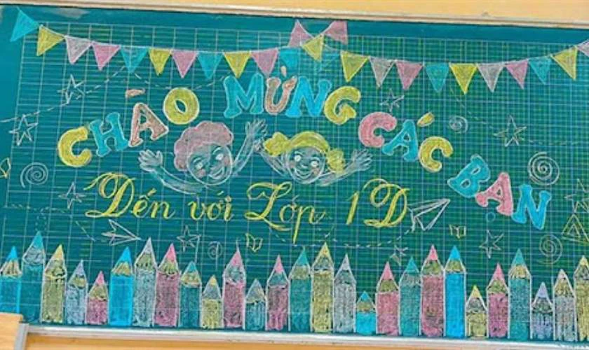 Mẫu trang tr&iacute; bảng đầy m&agrave;u sắc, dễ vẽ