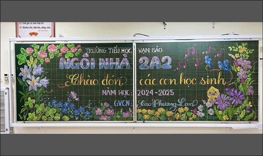 Trang tr&iacute; bảng khai giảng đơn giản nhưng cuốn h&uacute;t