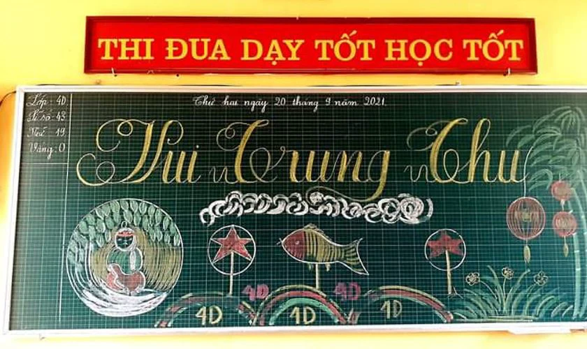 Mẫu trang trí bảng Trung thu chủ đề chú Cuội