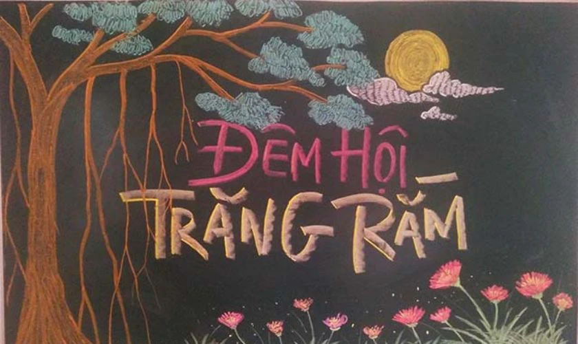 Mẫu trang trí bảng Trung thu đơn giản nhanh chóng