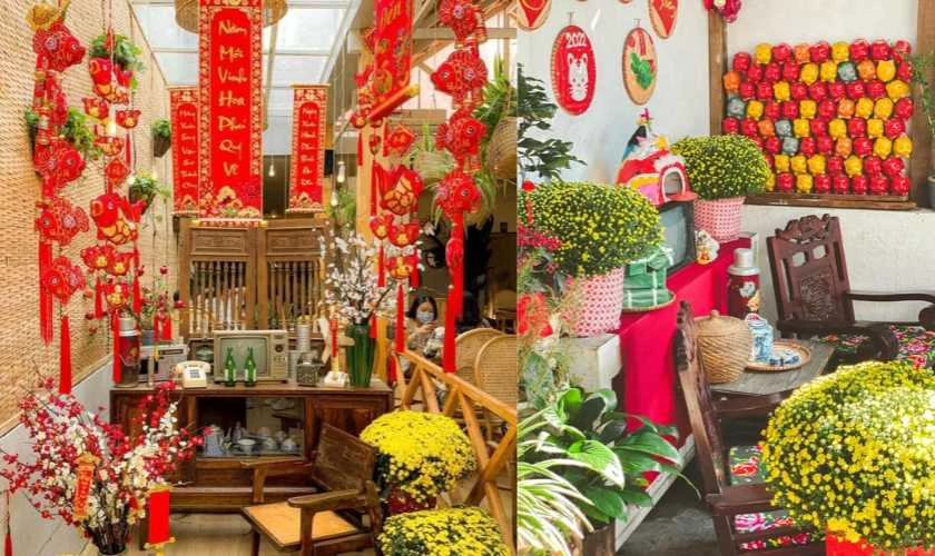 Trang trí tết bằng cúc mâm xôi
