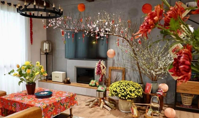 Mẫu trang trí Tết văn phòng tạo hứng khởi làm việc