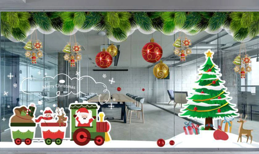 Trang trí tường Giáng sinh tại văn phòng sắc màu