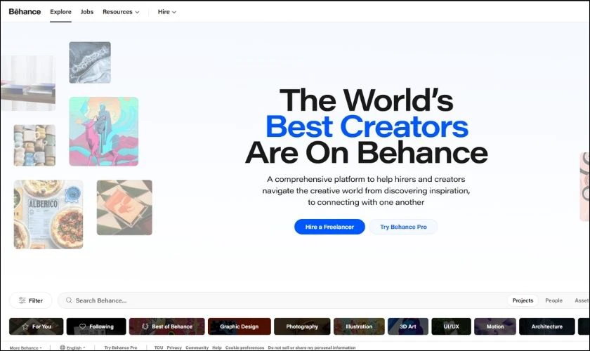 Behance là trang web hữu ích cho sinh viên
