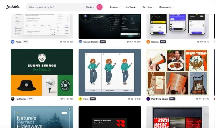 Dribbble là cộng đồng thiết kế nổi tiếng hữu ích cho sinh viên