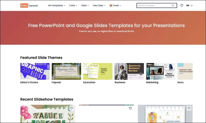 slidescarnival.com mẫu slide miễn phí cho thuyết trình