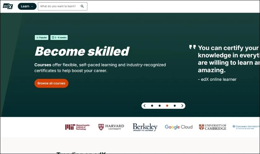 edX cung cấp các khóa học chất lượng cao
