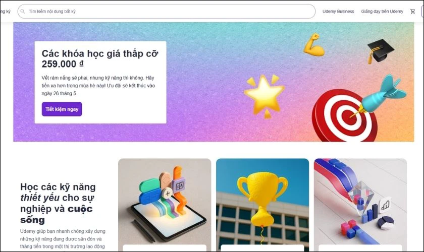 Udemy là nền tảng học online phổ biến với hàng chục nghìn khóa học