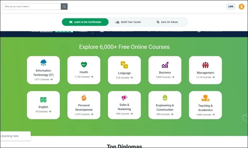 Alison là website học trực tuyến miễn phí cung cấp nhiều khóa học về kỹ năng