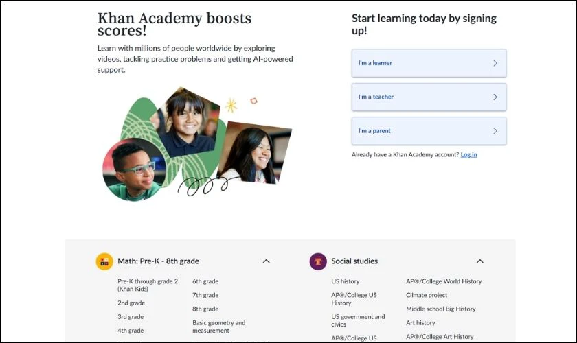 Khan Academy là nền tảng học tập miễn phí phù hợp cho sinh viên