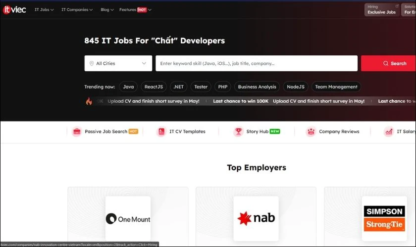 ITviec là nền tảng tuyển dụng chuyên về lĩnh vực công nghệ thông tin